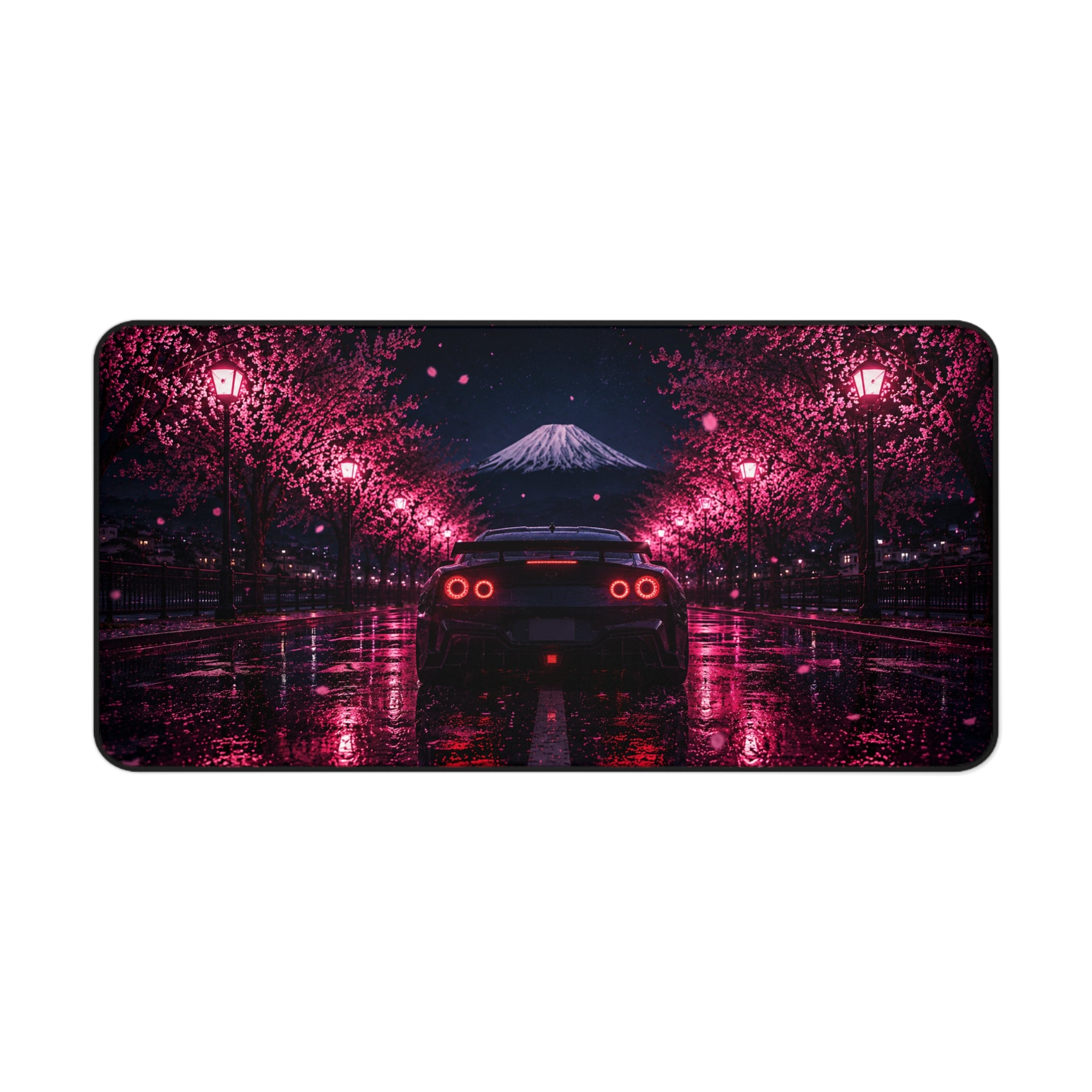 Cherry Blossom Night Racing Desk Mat | Neoprene Gaming & Office Mouse Pad